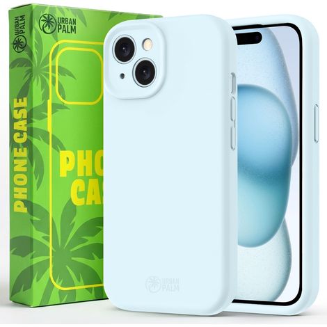 Funda UrbanPalm para iPhone 15, de silicona, compatible con MagSafe, color azul paloma. (1/5)