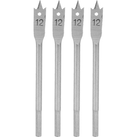 4-teiliges Flachbohrer-Set aus hochkohlenstoffhaltigem Stahl, 12 mm, für Holzbearbeitung und Handarbeiten