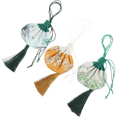 3pièces Sachets Vide Multifonctionnels Style Chinois avec Fragrance Accessoires De Décoration Élégants pour Bijoux Clés Et Épices à Bonbons avec Franges (1/5)