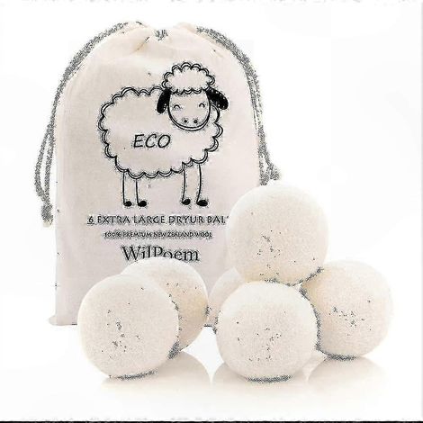 Balles de séchage en laine pour peaux sensibles - Adoucissent le linge, réduisent les plis et l'électricité statique - Réutilisables jusqu'à 3000 cycles (1/5)