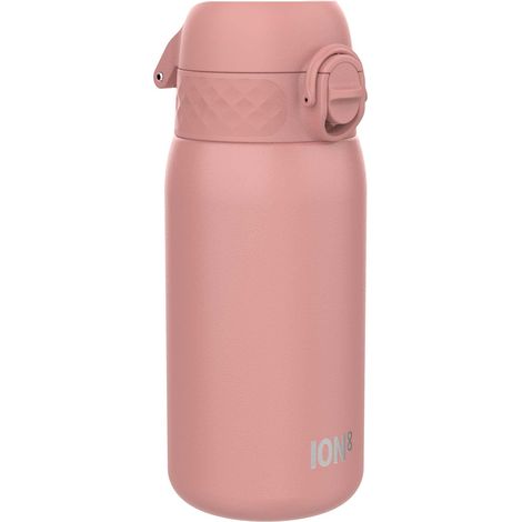 Ion8 Borraccia Acciaio per Bambini, 400ml, a Prova di Perdite, Facile da Aprire, Serratura Sicura, Lavabile in Lavastoviglie, Maniglia per il Trasporto, Facile Pulizia, Durevole, Quarzo Rosa (1/4)
