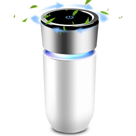 MINKUROW Purificatori d'aria personali per auto con luce LED a 5 colori, filtro HEPA per allergie e fumo di peli di animali domestici, bianco (1/5)