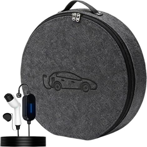 Sacoche de rangement en feutre pour câble de recharge de véhicule électrique Sacoche de rangement pour câble de recharge, usage extérieur, outils et accessoires (1/5)