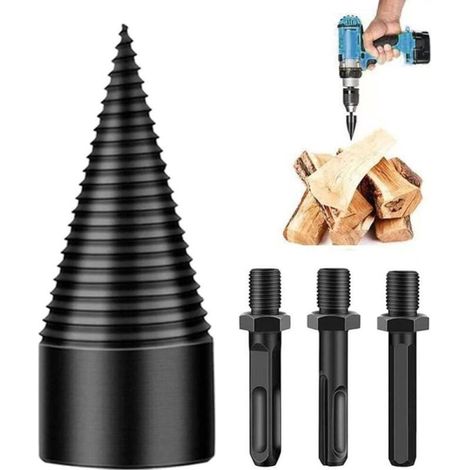 Fendeuse de bois thermique de 42 mm avec 3 poignées de perçage, fendeuse à buches, cône, fendeuse de bois de chauffage, fendeuse précise et rapide pour bois (1/5)