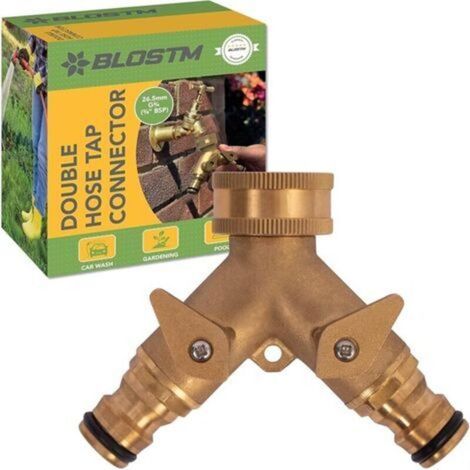 Doppelhahnpaar – Robuster Messing-Gartenhahn für den Außenbereich, auslaufsichere Armatur für Bewässerungssysteme, Wasserschläuche und Gartengeräte (1/5)