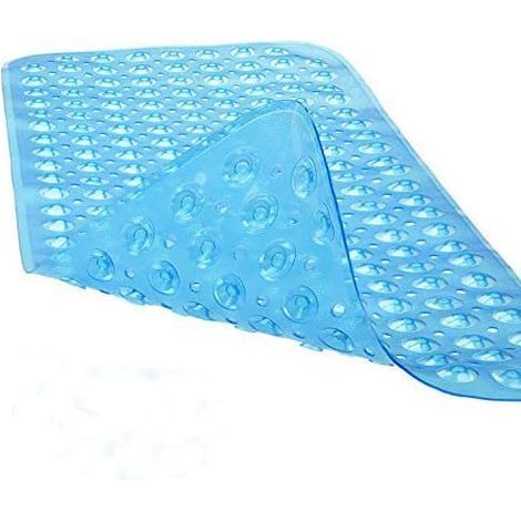 Tapis de douche 88 x 40 cm, tapis de baignoire antidérapant avec ventouse et trou d'évacuation, lavable en machine, sans odeur chimique, gris. (1/5)