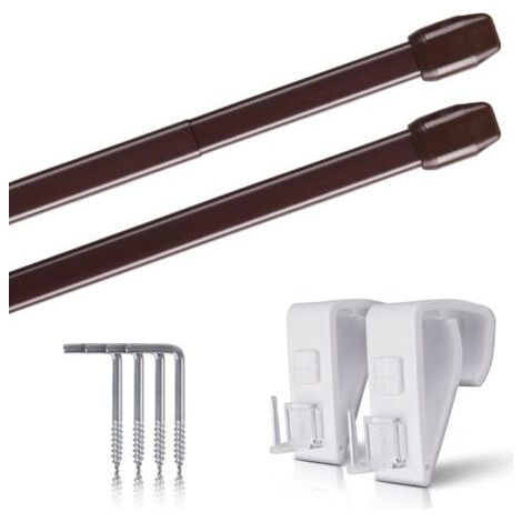 FENOPLASTICA2 - Tringle à rideau - Support de serrage - Extensible et fixation sans perçage - Pour fenêtre et porte - Brun - 40-60 cm (1/5)