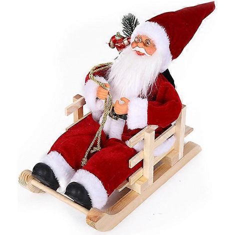 Weihnachtsdekoration in Schlittenform mit Weihnachtsmann für Zuhause, Plüsch-Weihnachtsmann