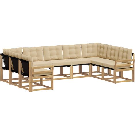 Conjunto de sofás de exterior con cojín 9 pcs y Beige vidaXL (1/5)