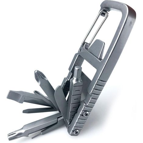 Multitool 13 in 1 in acciaio inox (2 pezzi), pieghevole, con apribottiglie e cacciavite.