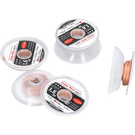 Lot de 5 mèches à dessouder en cuivre rouge antioxydant anticaustique pour retrait étain circuits imprimés (1/5)