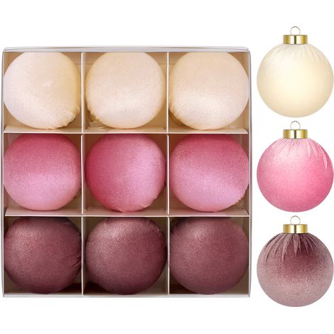 StarryLights Weihnachtskugel-Set – Samtkugeln in Rosa- und Beigetönen (1/5)