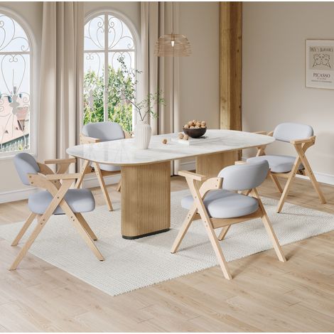 Chaise de salle à manger 64,5x66,5x76 cm en bois gris, pliable gain de place pour salon FloraGrace (1/5)