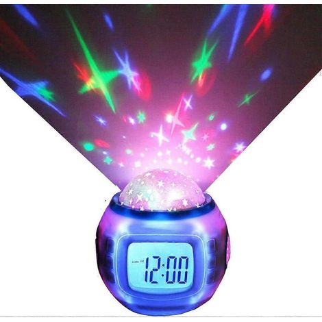 LED-Digitalwecker mit Sternenprojektor, Musik, Kalender, Timer und Thermometer für Kinder und Kleinkinder