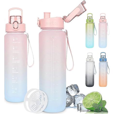 1L Sports Water Bottle, Inspirational, with Filter and Time Stamp (1/5)