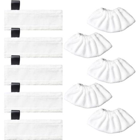 5 Bonnettes pour Buse de Sol en Microfibre + 5 Chiffons pour Buse à Main Accessoire lavables Compatibles avec Kärcher EasyFix SC2, SC3, SC4, SC5 Nettoyeurs Vapeur