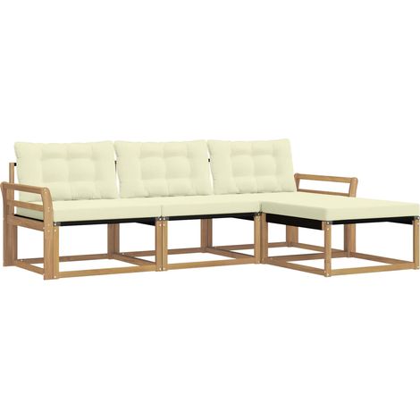 Set di divani da esterno con cuscino 4 pz Salotto da Giardino Bianco e Crema (1/5)