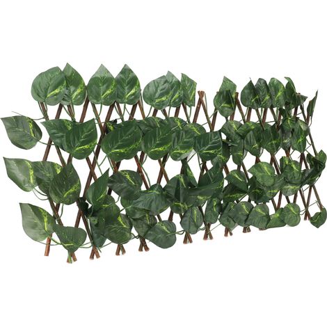Haie artificielle, clôture simulée, extensible, protection solaire, imperméable, plante topiaire artificielle pour jardin, feuilles d'Epipremnum Aureum (1/5)