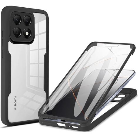 Coque pour Xiaomi 15T avec Protection D'écran, Étui Avant et Arrière 360 Degres Antichoc Housse, Antirayures Robuste Bumper Transparente Case, Noir (1/5)