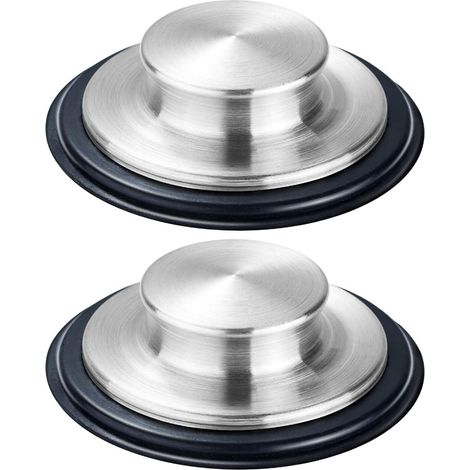 Lot de 2 bouchons d'évier de cuisine - Acier inoxydable, grand rebord de 8,5 cm de diamètre (1/5)