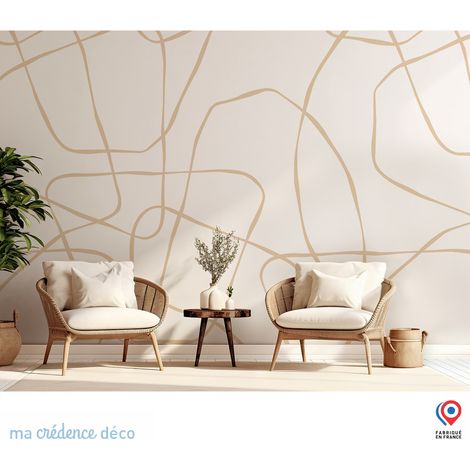 Papier peint : Lignes fantaisistes 1 - Intissé - L.200 x H.280 cm - Bleu clair (1/3)