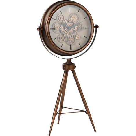 Reloj Pie Metal Cristal 43X30X85 Movimiento Dorado (1/4)
