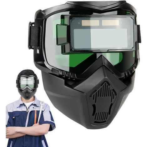 Lot de 1 Casque de Soudage à Assombrissement Automatique, Protection Amovible pour Soudage, Masque Respiratoire pour Meulage et Soudure avec Écran de Protection (1/5)