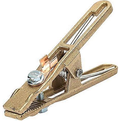 Pince de mise à la terre en laiton en forme de A pour soudage, câble de mise à la terre pour soudeur, pince de serrage en cuivre pour machine à souder (260A) (1/5)