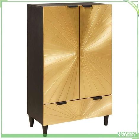 Meuble d'appoint - ABI - Noir et or - Bois de manguier massif - 60 x 33.5 x 100 cm (1/5)