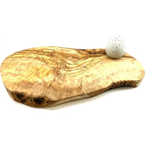 Planche apéritif et déjeuner rustique en bois d'olivier avec trou pour œuf, 30-34 cm - PANGIVO (1/5)