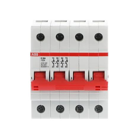 Interrupteur modulaire (E200) 4 Pôles 100A levier Rouge 2CDE284001R0100 ABB A964630 (1/3)