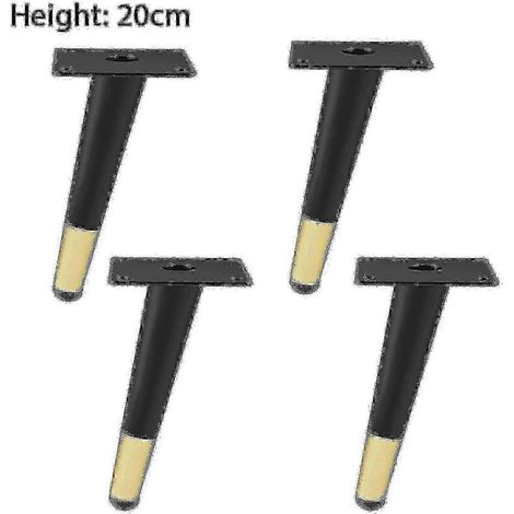 Quatre pieds de meubles fuselés en fer résistant à la rouille, adaptés aux tables basses, noir et or, 15 cm, lot de 4. (1/5)