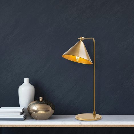 Lampe de table moderne dorée, abat-jour conique SILE (1/5)
