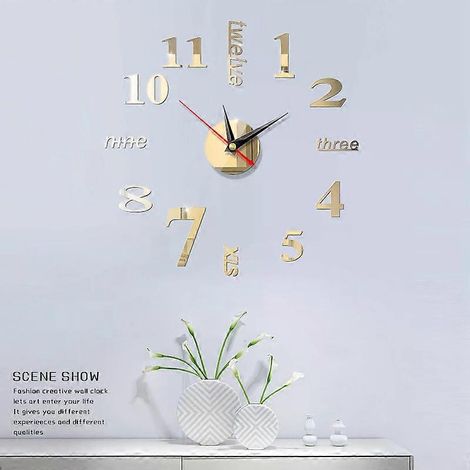 Horloge murale 3D, miroir, stickers muraux créatifs à faire soi-même, horloges murales amovibles, décoration intérieure, salon, aiguille à quartz, tendance (1/5)