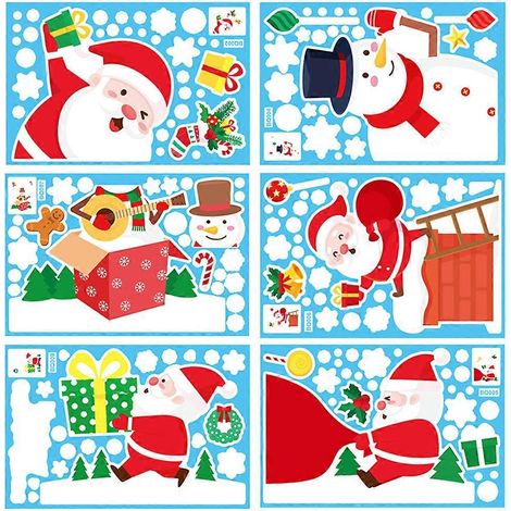 Lot de 6 autocollants de Noël amovibles pour vitres en PVC-29.5x19.6x0.2cm