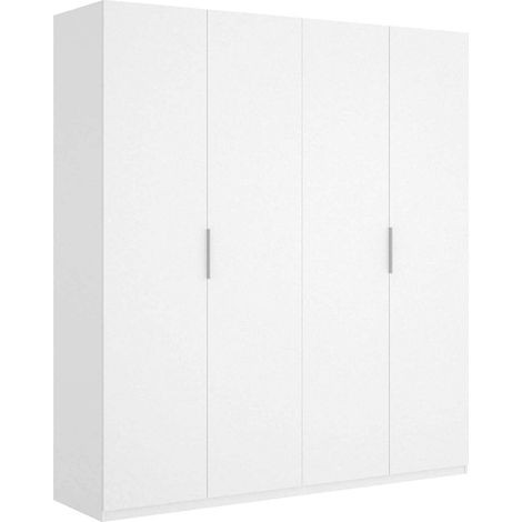 Armario ropero 4 puertas abatibles acabado blanco, 203.5cm(alto) 182cm(ancho) 51.4cm(largo)