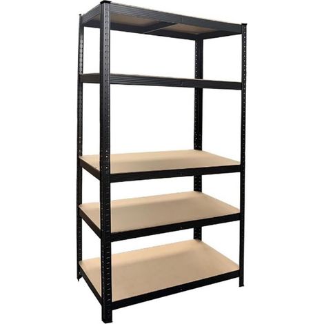 Estantería de metal negro con estantes de MDF 90x40x180H 5 estantes
