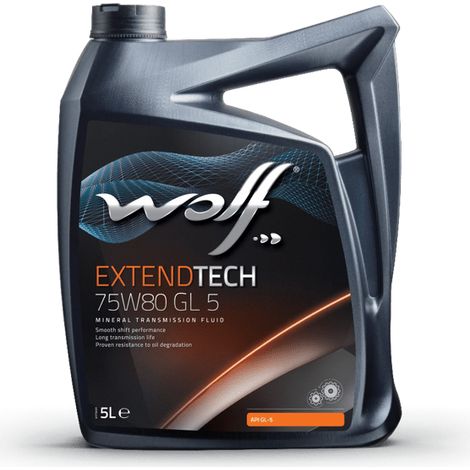 Wolf – Huile de transmission EXTENDTECH 75W80 GL 5 – 8337772 – Bidon 5 litres – Lubrifiant pour boîtes de vitesses – Protection contre l'oxydation