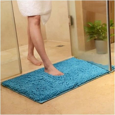 (Blue)Mat of room of Bath Shaggy - Absorb - Non-slip - 40 x 60 cm Blue (1/4)