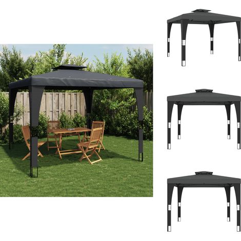 Tonnelle à double toit anthracite 2,98x2,98 m acier - Tonnelle - Tonnelles - Tonnelle De Jardin - Tonnelle D'extérieur (1/5)