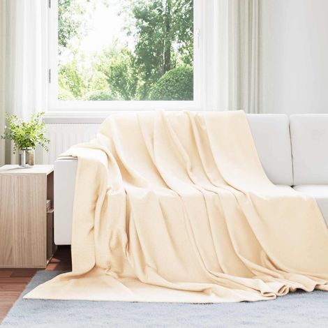 Überwurfdecke Creme 270 x 240 cm Fleece