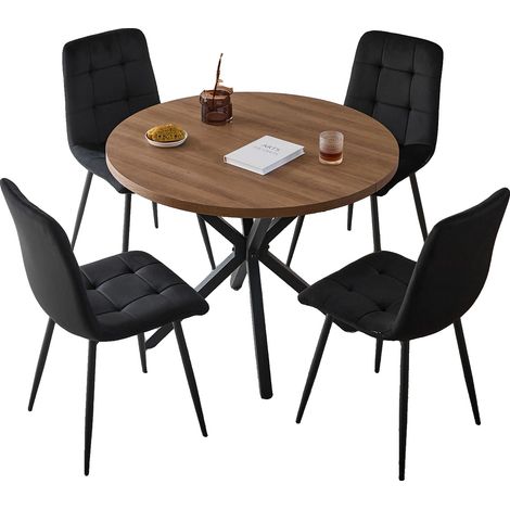 Sillas de comedor, diseño minimalista moderno, patas de metal resistentes, juego de 4 - Negro (1/2)