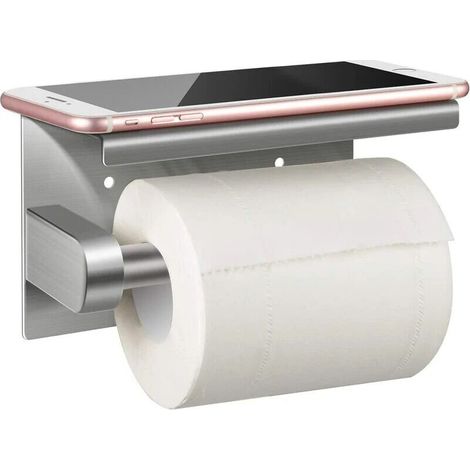 VURAHOME - Porte Papier Toilette 304, Porte Rouleau Papier toilettes sans Perçage Derouleur Papier WC mural, Acier Inoxydable (1/4)