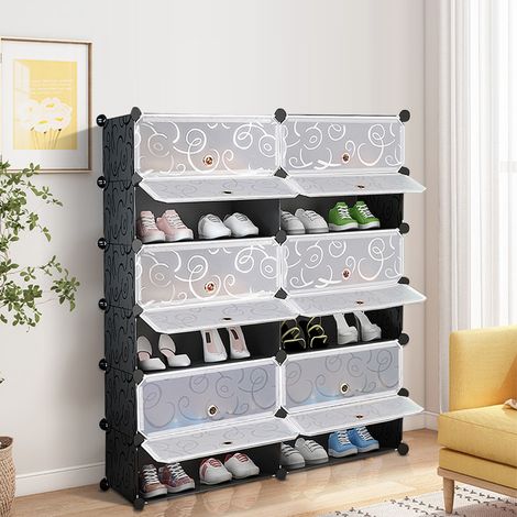 Schuhschrank modular DIY Standregal Schrank Kleiderschrank Schuhregal Badregal Garderobe 12 Fächer