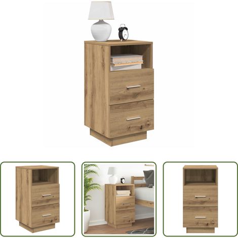Schubladen - Nachttisch mit 2 Schubladen Artisan-Eiche 36x36x68 cm (1/5)