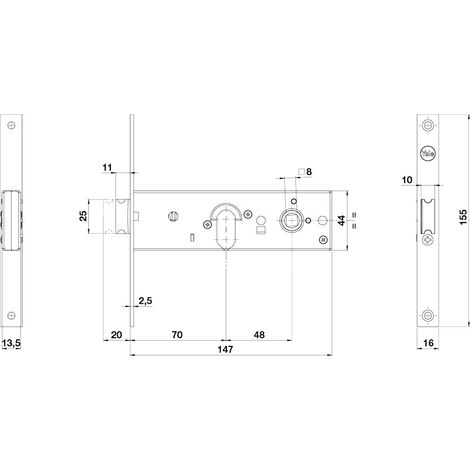 Serratura Meccanica da Fascia 870 E70 1 MAND.FR.16 Int. Yale 48 mm