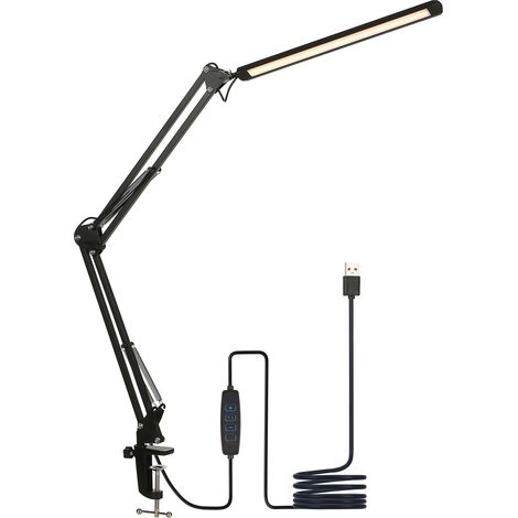 lampe de bureau-Lampe de bureau LED Tomshine avec clamp - Eye-Caring, 3 modes de couleur & 10 niveaux de luminosité, flexible pour étude/bureau [1 lampe, 1 clamp, guide] (1/5)