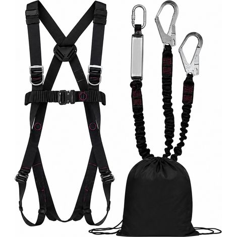 Kit de EPI básico compuesto por arnés, elemento de amarre y bolsa