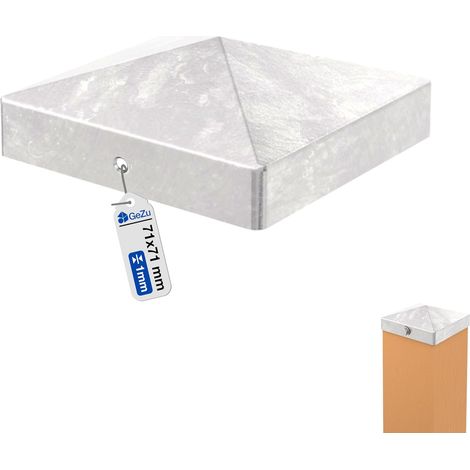 Capuchon de poteau pyramide galvanisé à chaud 71 x 71 mm – Couvercle de protection bois pour clôture – Chapeau de poteau pyramidal – GeZu Impex (1/5)