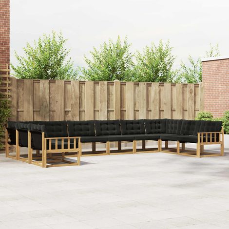 vidaXL Outdoor-Sofagarnitur mit Kissen 10 pcs Weiß und Schwarz (1/5)
